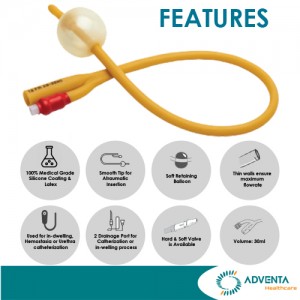 Connecx - 2 Way Foley Catheter, Silicone Coated (10pcs/box) Connecx - 2 Way Foley Catheter, Silicone Coated (10pcs/box)