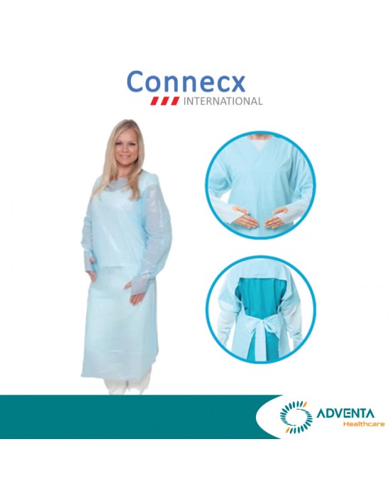 Connecx - Isomecx CPE Apron, Thumb Holes, Sleeves, Blue (10pcs/bag) - Connecx