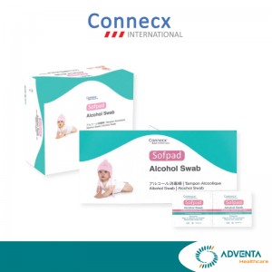Connecx - Sofpad Alcohol Swab, 2 ply, 75%  Isopropyl Alcohol - Size : 60mm x 30mm  Connecx - Sofpad Alcohol Swab, 2 ply, 75%  Isopropyl Alcohol - Size : 60mm x 30mm