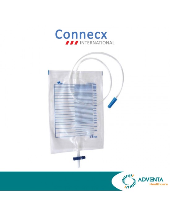 Connecx - Urine Bag Transparent, 2000ml (T valve), Without Sample Port, Sterile, PE Packing (10pcs/pack)