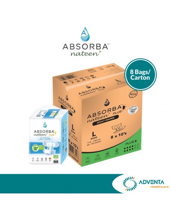 Absorba - Nateen Plus Adult Diapers (8bags/ctn) - Absorba