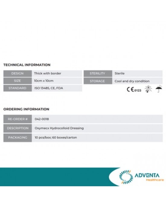 Connecx - Oxymecx Hydrocolloid dressing, thick with border (10pcs/box) - OxyMax